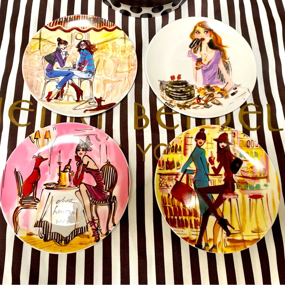 RARE Limited Edition Henri Bendel Bone China Dessert Plates 💞
